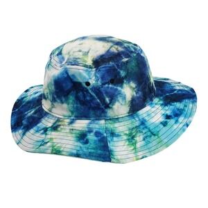 Mad Engine Unisex Tie Dye Bucket Hat Chin String Blue Green Outdoor Beach